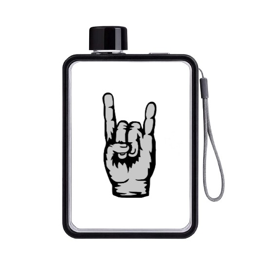 Hand sign heavy metal Flat Water Bottles