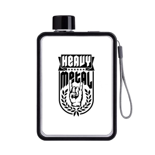 Cool heavy metal logo Flat Water Bottles