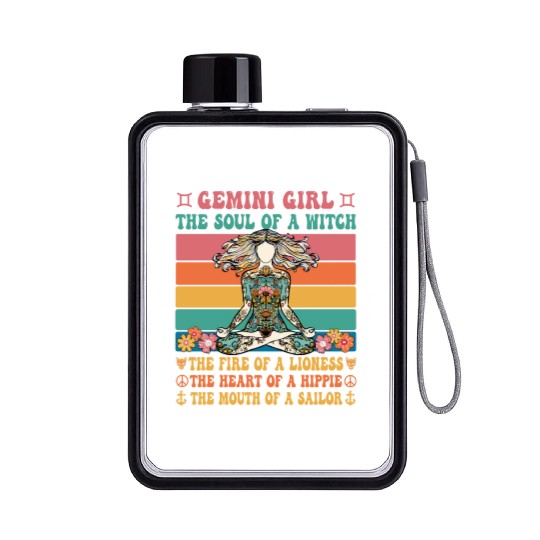 Gemini Girl Astrology Sign Flat Water Bottles