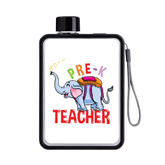Back To School Elephant Pre-K Teacher Flat Water Bottles