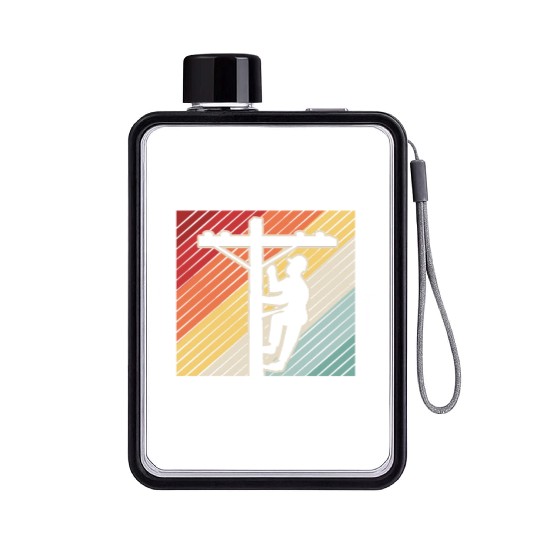 Retro Lineman Support Your Local Pole Dancer Flat Water Bottles