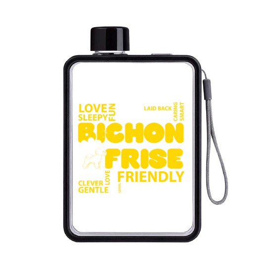 I Love Bichon Frise Dog Lover Puppy Paw Love Flat Water Bottles