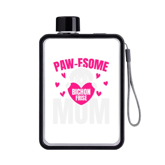 Pawesome Bichon Frise Mom Dog Lover Puppy Paw Love Flat Water Bottles