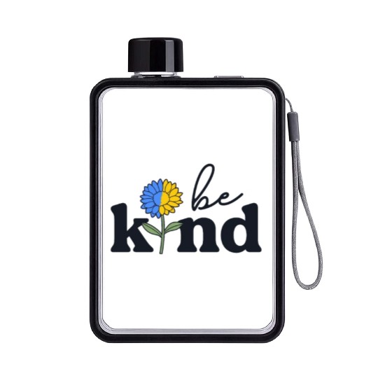 Be Kind Yellow Blue Sunflower World Down Syndrome Flat Water Bottles