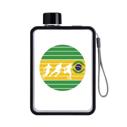 Brazil Soccer Flat Water Bottles,