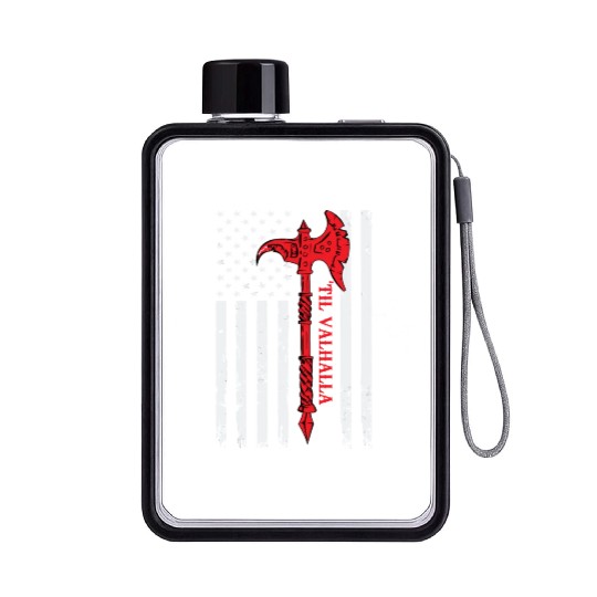 American Viking Axe Flag Til Valhalla Veteran Usa Flat Water Bottles