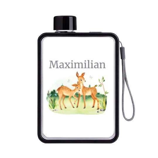 Waldtier Reh Flowers Name Maximilian Flat Water Bottles