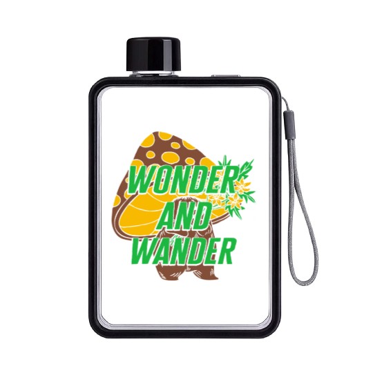 Fungi Flat Water Bottles, Wonder And Wander Flat Water Bottles, Funny Healthy