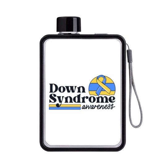 Down Syndrome Awareness Retro Sunset Yellow Blue Flat Water Bottles