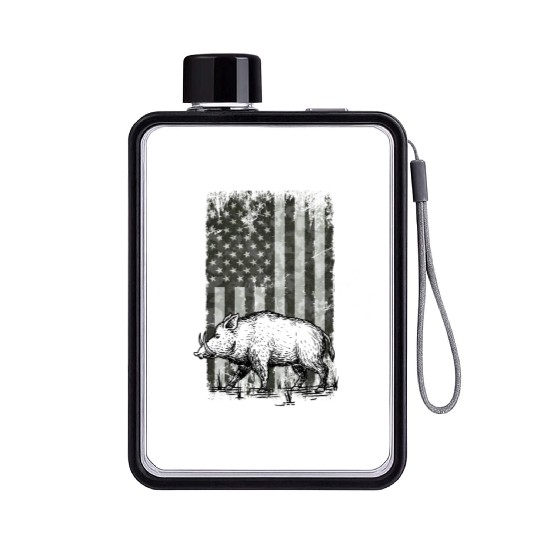Patriotic Wild Boar Hunting Season For Hog Flat Water Bottles
