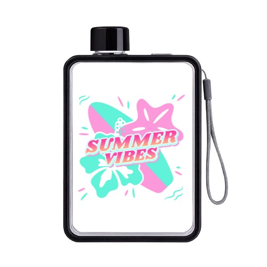 Summer Vibes - Beach, surf, hibiscus and starfish Flat Water Bottles