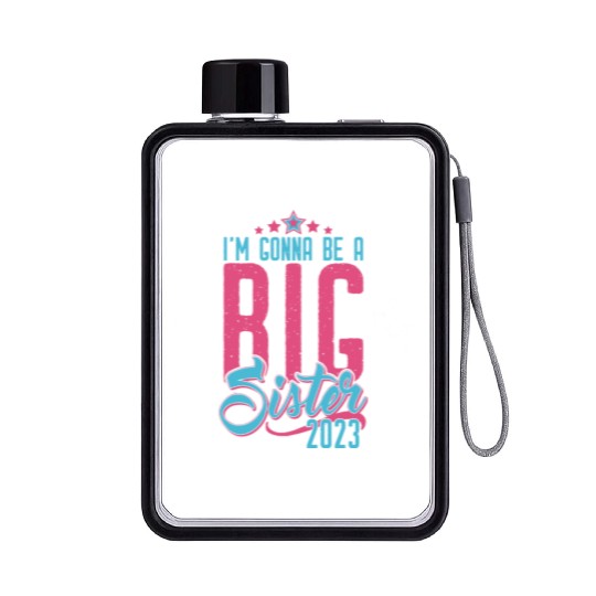 Going to be Big Sister 2023 - Baby Pregnancy Girls Flat Water Bottles