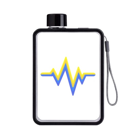 Yellow Blue Heartbeat World Down Syndrome Flat Water Bottles