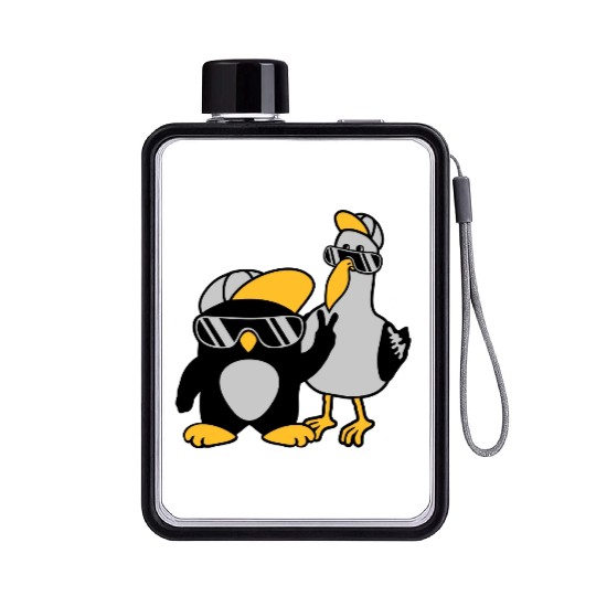 Seagull penguin 2 friends Flat Water Bottles