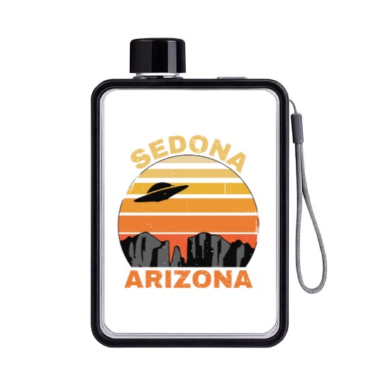Sedona Arizonna Retro Sunset and UFO Flat Water Bottles