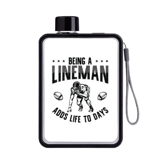 Football Lineman Life Player Sports Flat Water Bottles