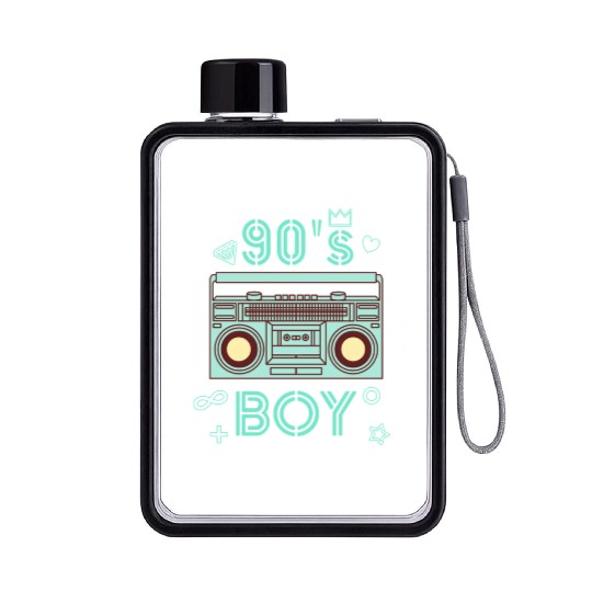 90s Boy Vintage Retro Radio Flat Water Bottles