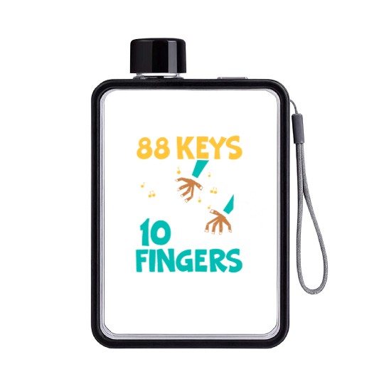 88 Keys 10 Fingers No Problem Piano Musician Flat Water Bottles