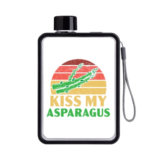 Kiss My Asparagus Lover Vegan Vegetable Vegetarian Flat Water Bottles