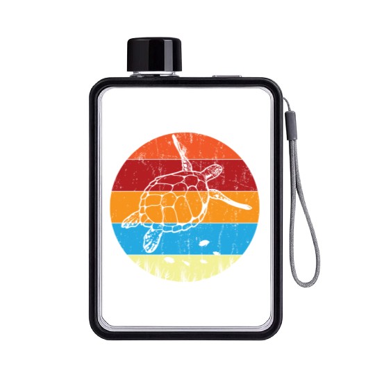 Retro Sea Turtle For Turtle Lover Flat Water Bottles