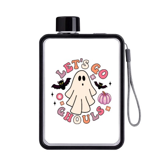 Let's Go Ghouls Creepy Retro Ghost Gift For Boys Flat Water Bottles