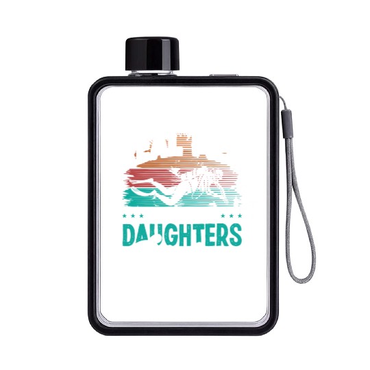 Diver Real Men taker their Daughters Scuba Diving Flat Water Bottles