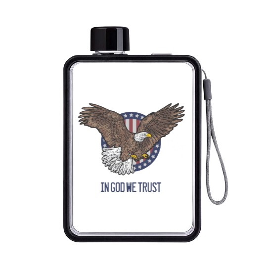 In God We Trust - Bald Eagle - Patriotic Flat Water Bottles