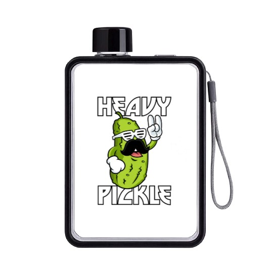 Heavy Pickle Metal Fan Metalhead Flat Water Bottles