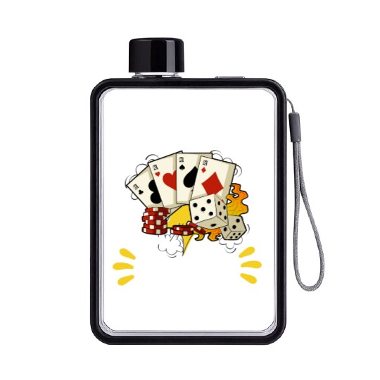 Poker Casino Poker Player Gambling Roulette Gift Flat Water Bottles