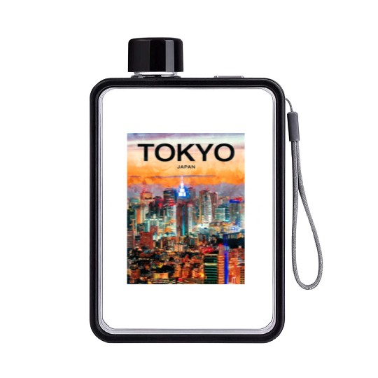Tokyo, Japan, Skyline Flat Water Bottles