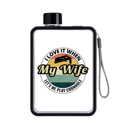 Cornhole Bean Bag Toss Lawn Game Husband Wife Flat Water Bottles