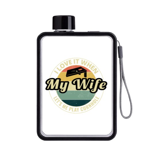 Cornhole Bean Bag Toss Lawn Game Husband Wife Flat Water Bottles