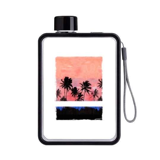 Vietnam Vacation Souvenir Palm Tree Beach Flat Water Bottles