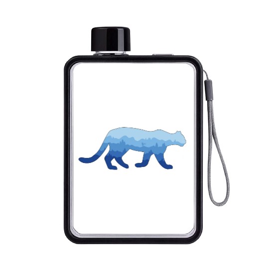 Mountain Lion and Mountain Biker Flat Water Bottles