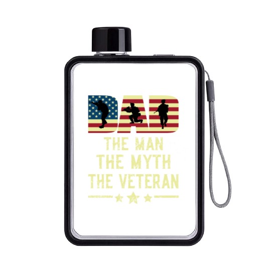 Veteran Dad the man the myth the veteran Flat Water Bottles