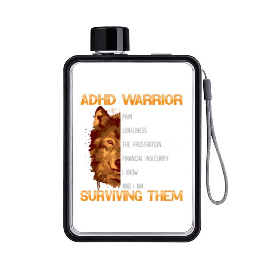 ADHD Warrior Embrace Neurodiversity ADHD Awareness Flat Water Bottles