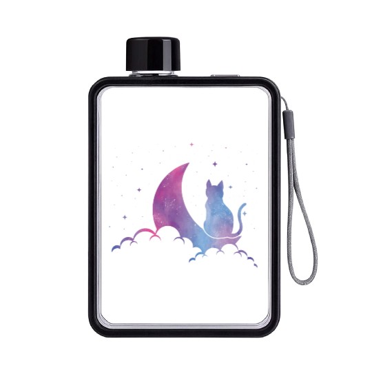 Celestial Cat Lover Pastel Goth Feline Flat Water Bottles