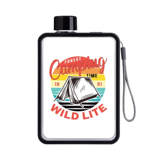 forest camping time wild lite Flat Water Bottles