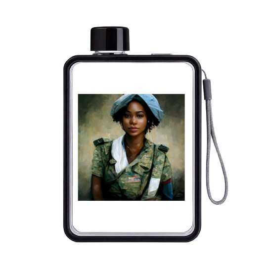 Beautiful US army combat medic painting Flat Water Bottles
