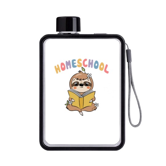 Homeschool Sloth Funny First Day Of School Flat Water Bottles