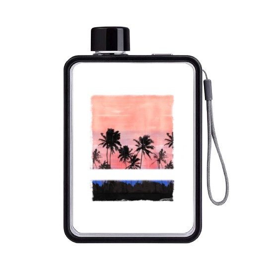 Bahamas Caribbean Vacation Souvenir Palm Tree Flat Water Bottles