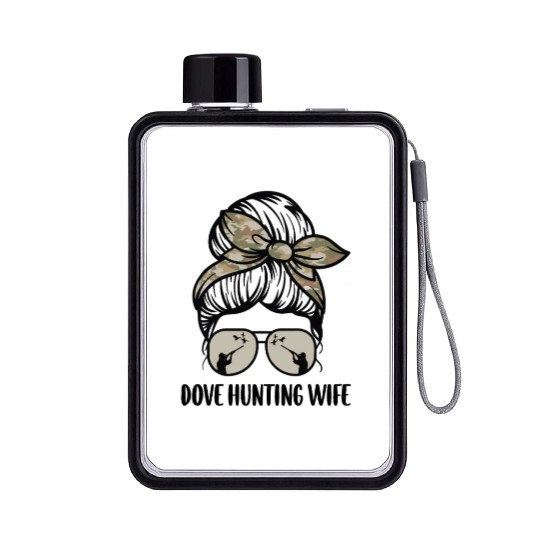 Dove Hunting Flat Water Bottles Messy Bun Dove Hunter Woman