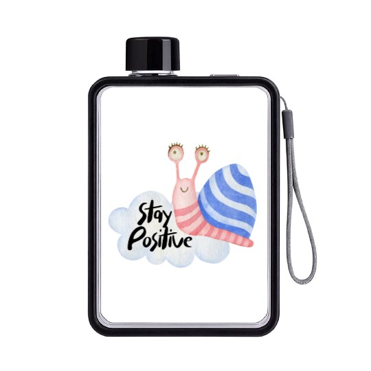 Stay Positive - Colorful Snail Flat Water Bottles