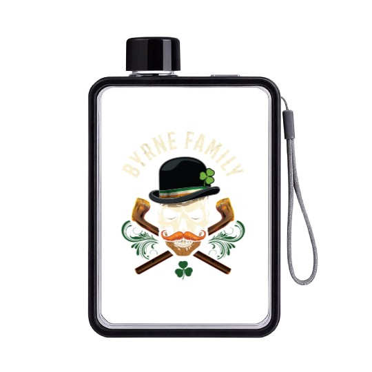 Byrne Family Irish Skull with Shillelagh and Flat Water Bottles