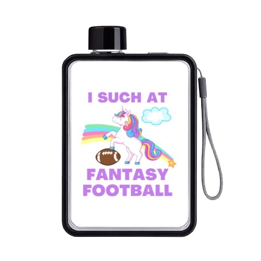 I Suck At Fantasy Football Funny Cute Unicorn Flat Water Bottles