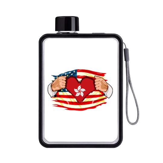 Hong Kongese Who Live in America HongKong Flag Flat Water Bottles