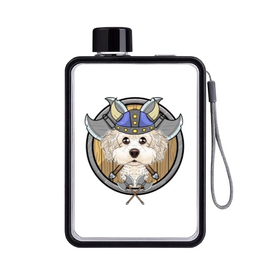 Bichon Frise I Valhalla I Viking Flat Water Bottles