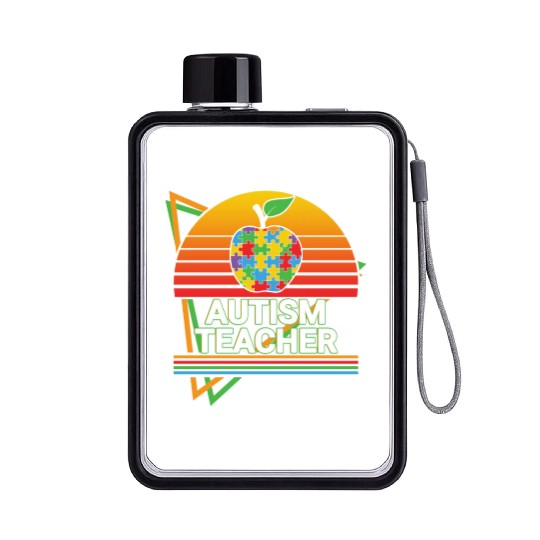 Autism Teacher Retro Flat Water Bottles