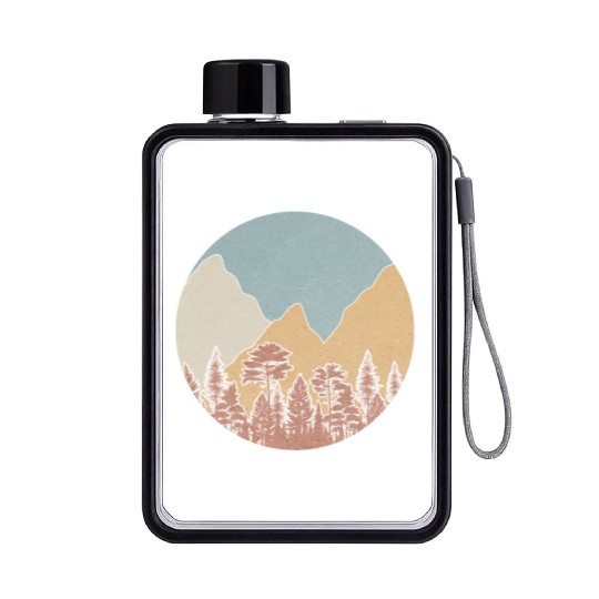 Retro Forest Outdoor Nature Flat Water Bottles