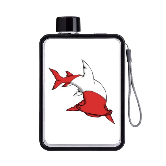 Scuba Diver Red White Flag Hammerhead Scuba Diving Flat Water Bottles
